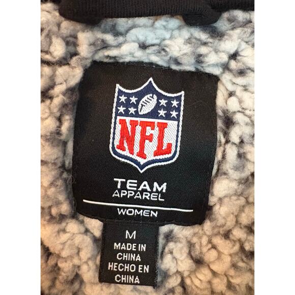 NFL Eagles Fleece Jacket Womens M Fuzzy Quarter Zip Gray White Pullover - Picture 3 of 7